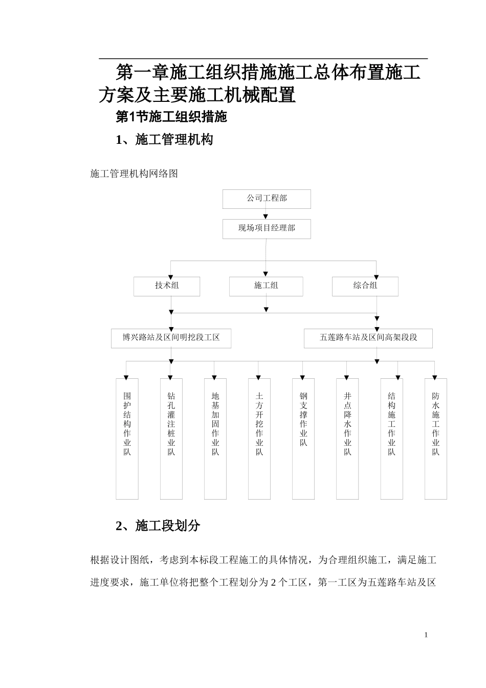 施工组织措施施工总体布置施工方案及主要施工机械配置_第1页