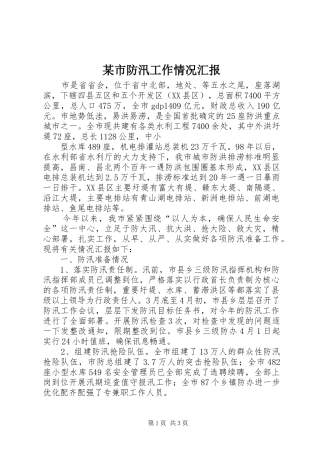某市防汛工作情况汇报