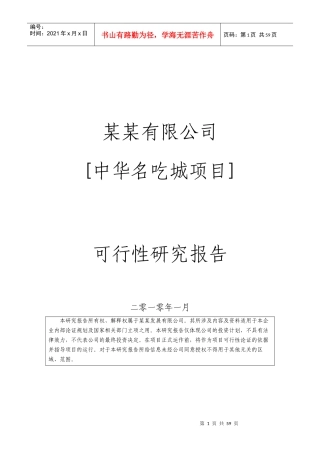 商业地产中华名吃城项目可行性研究报告