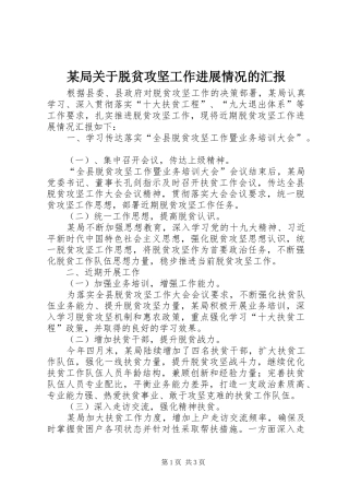 某局关于脱贫攻坚工作进展情况的汇报