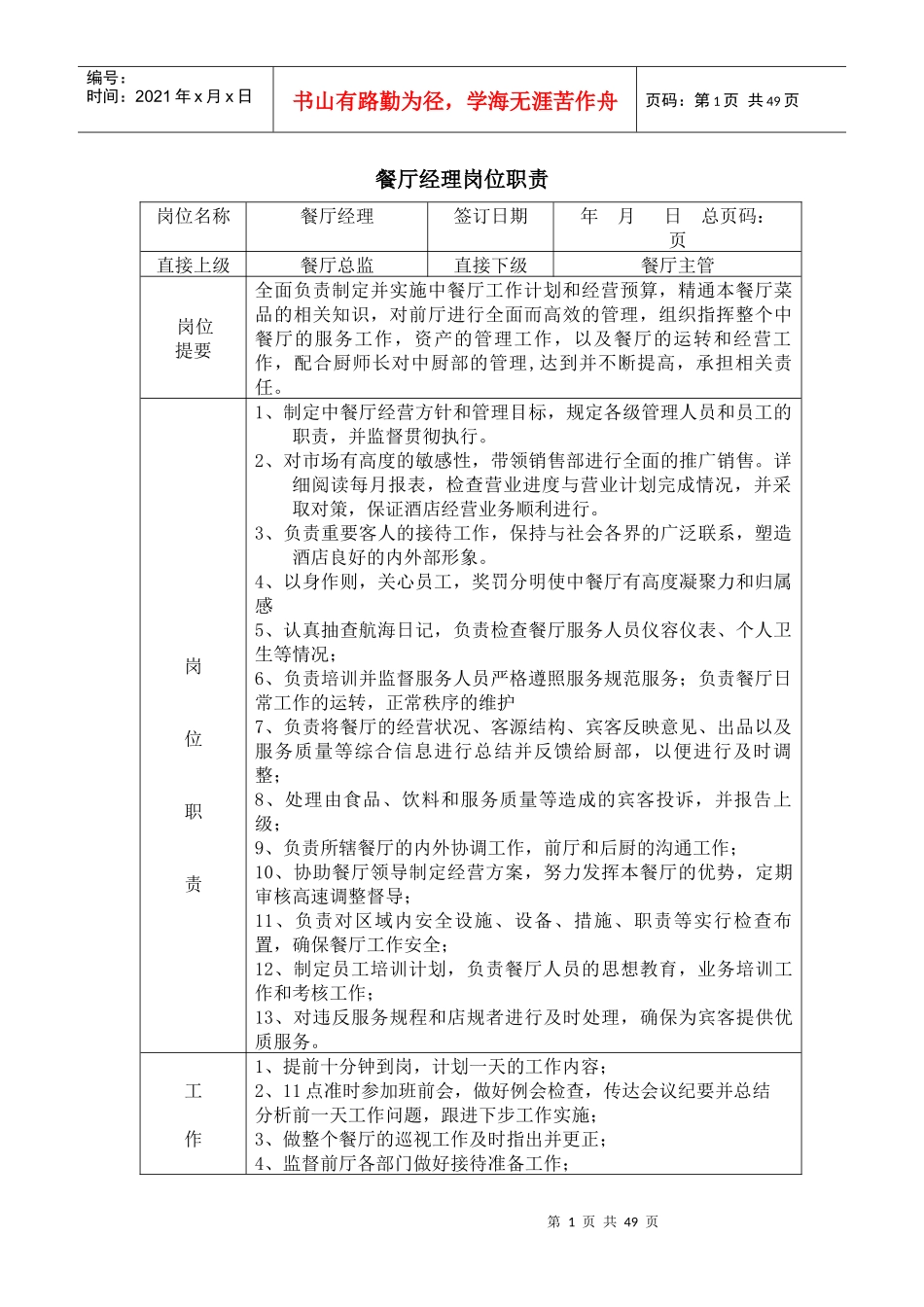 天财酒店岗位职责-happypjian_第1页