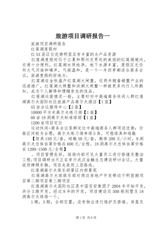 旅游项目调研报告一