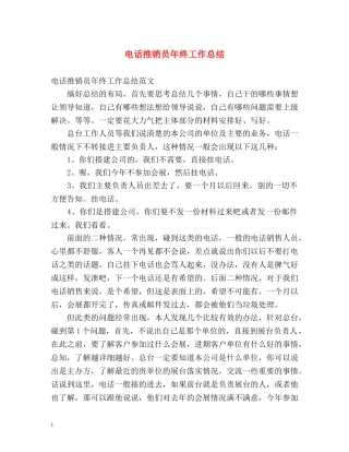 电话推销员年终工作总结 