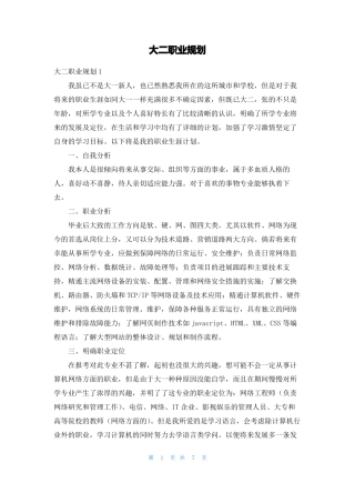 大二职业规划