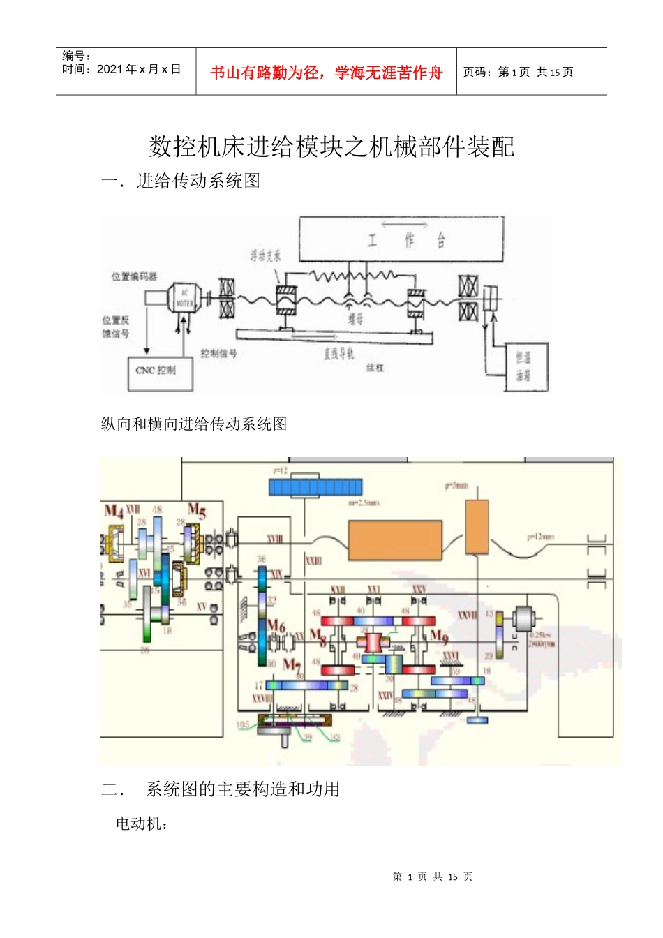 数控机床进给传动系统_第1页