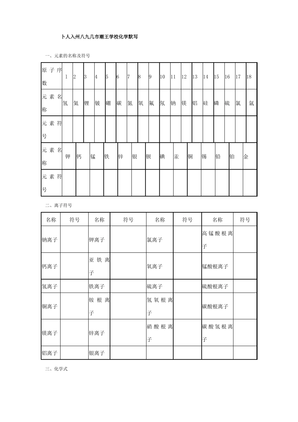 中考化学化学方程式默写复习资料试题_第1页