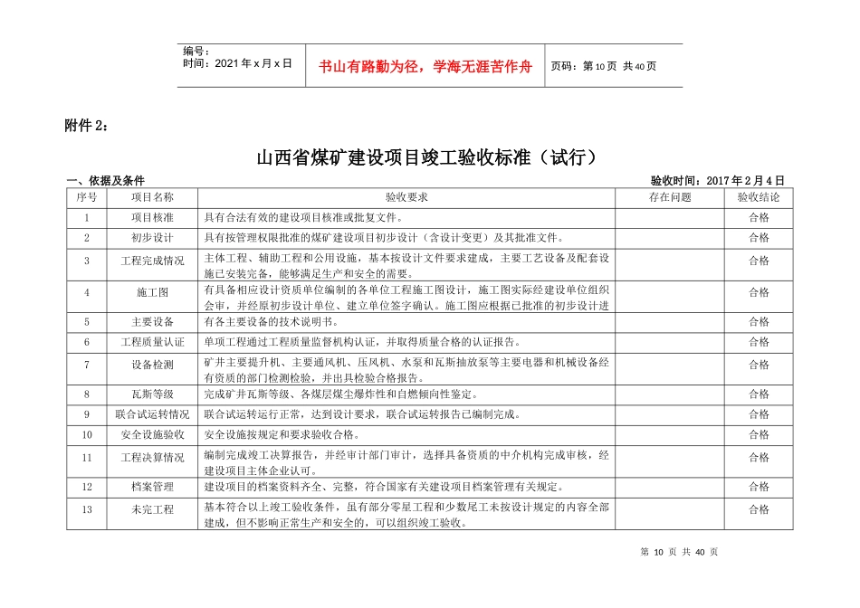山西省煤矿建设项目竣工验收标准附件2_第1页