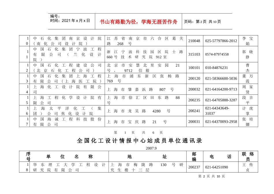 总包工程公司及设计单位通讯录(新版)_第2页