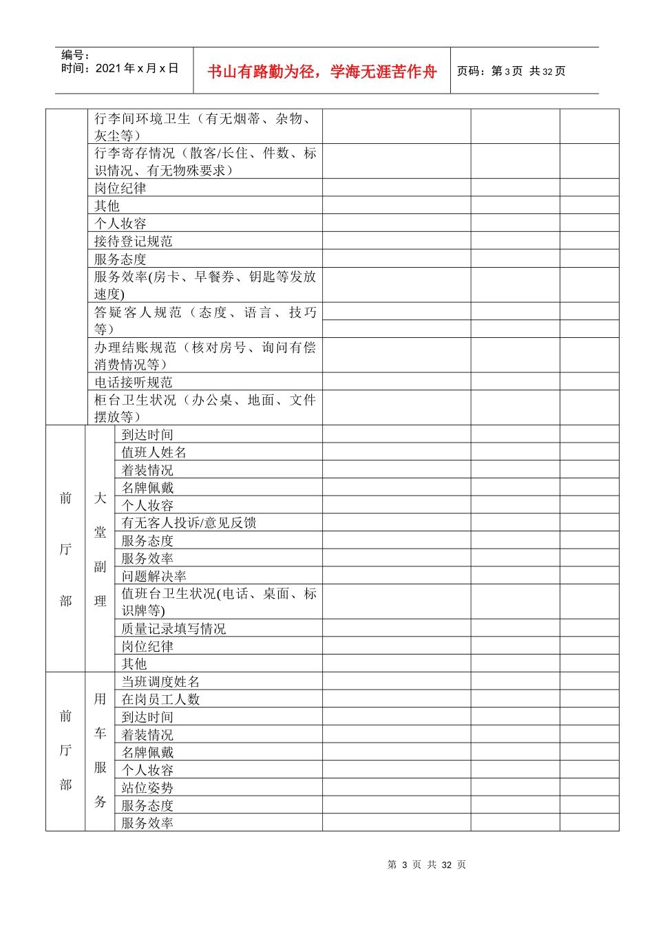 新加坡大酒店质检表格_第3页