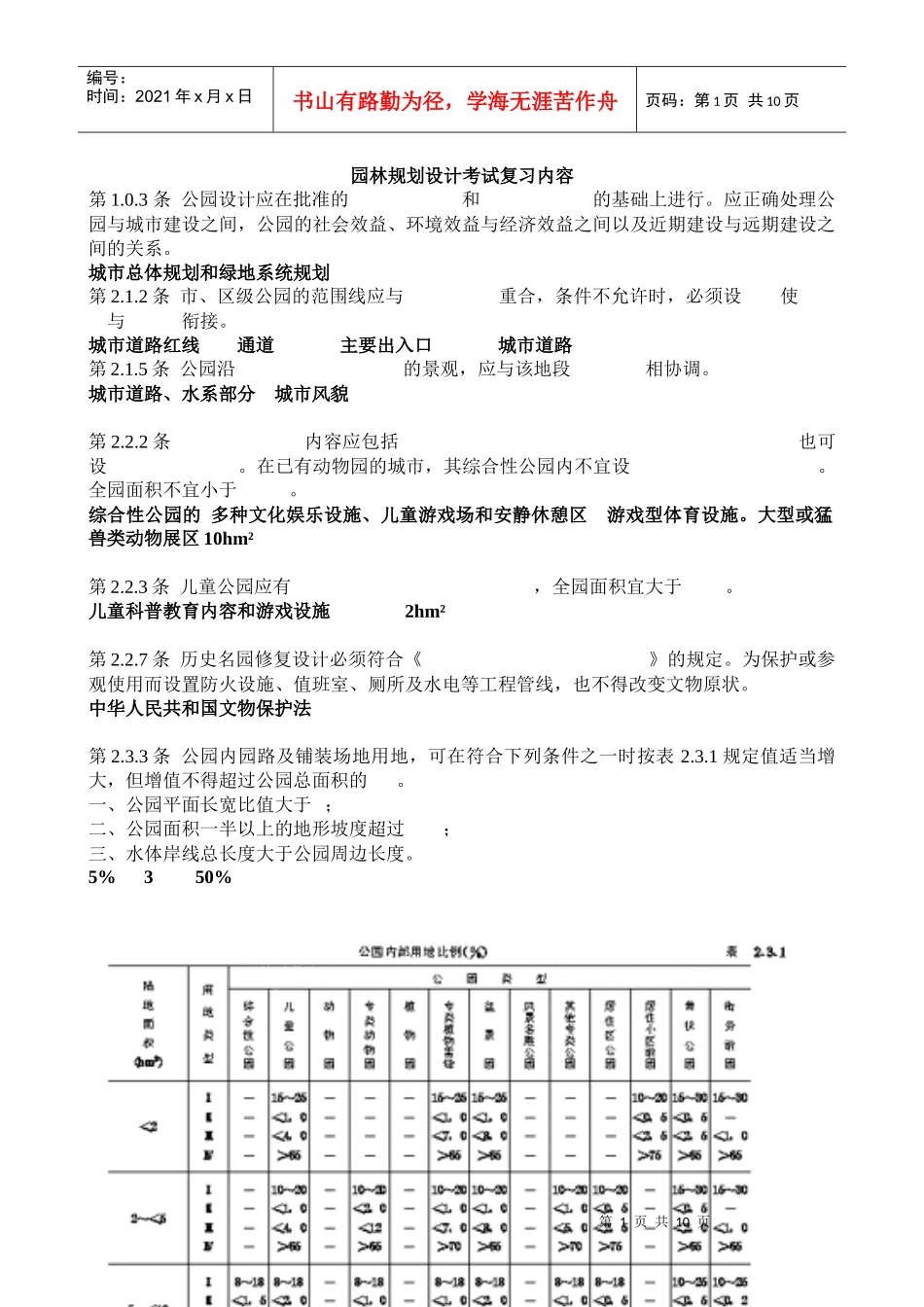 园林规划设计考试复习内容_第1页