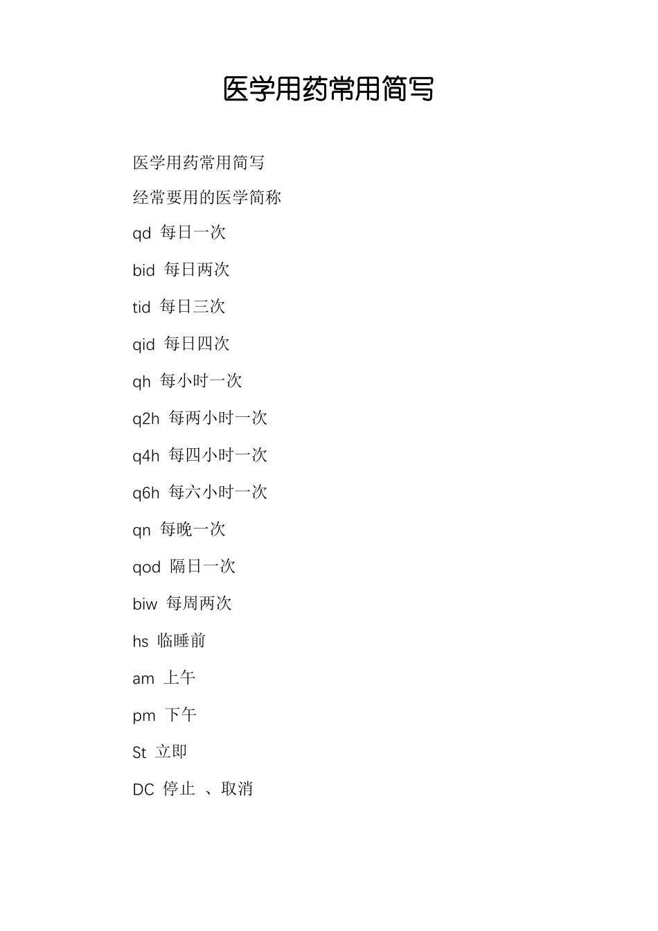 医学用药常用简写_第1页