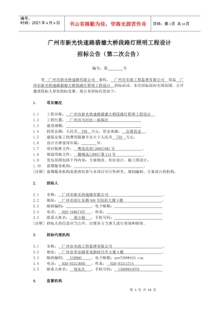广州市新光快速路猎德大桥段路灯照明工程设计