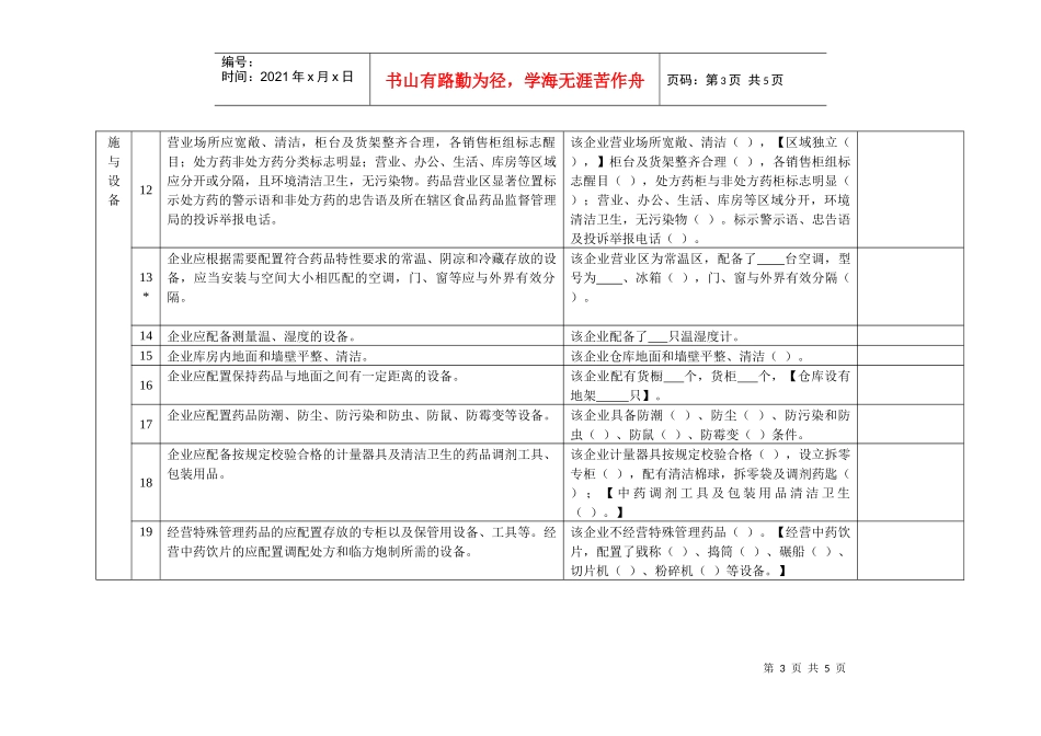 南通市开办药品零售企业现场验收评定表（试行）_第3页