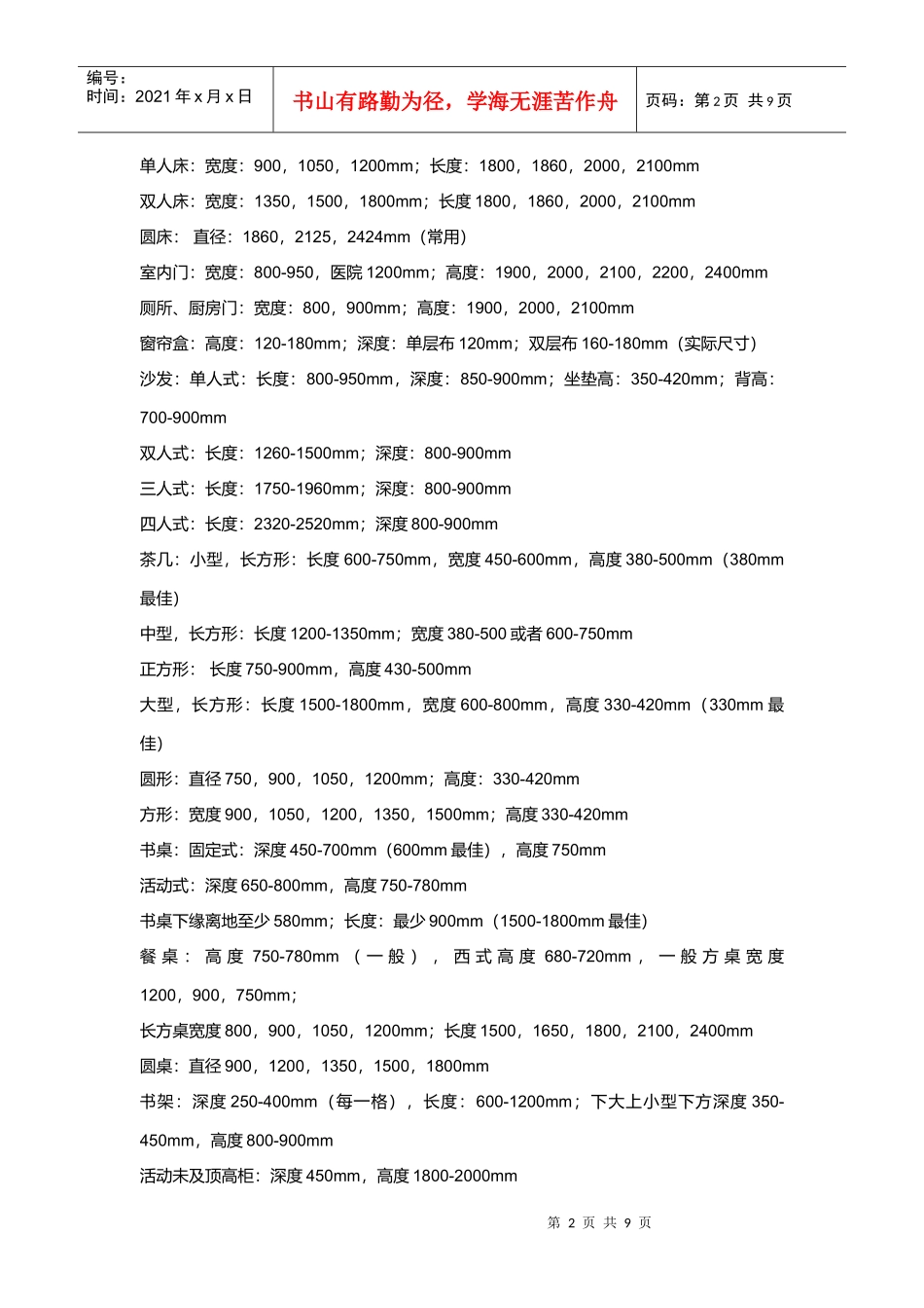 家具的基本尺寸介绍_第2页