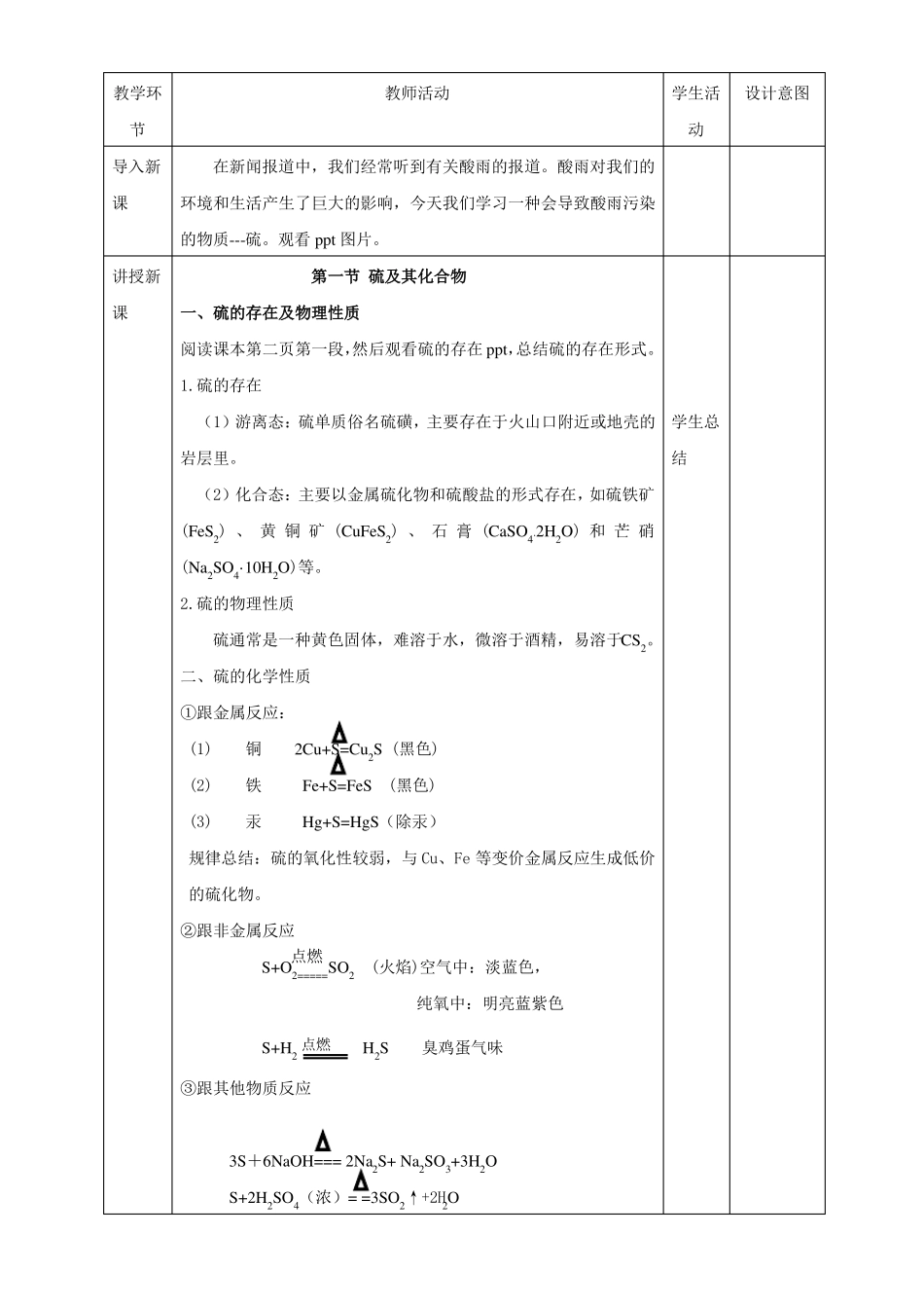 精品硫及其化合物教学设计_第2页