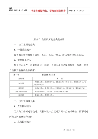 数控机床的分类与应用
