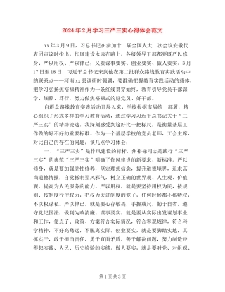 2024年2月学习三严三实心得体会范文