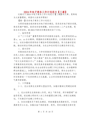 2024年电子商务工作计划范文