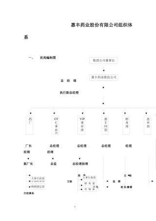 惠丰药业股份有限公司组织结构