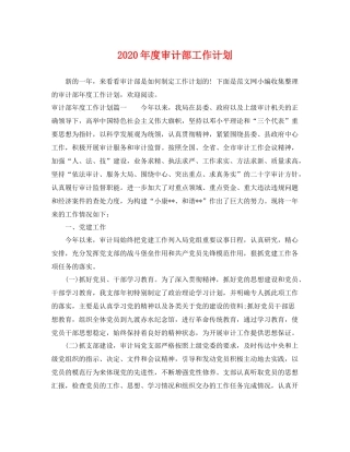 2020年度审计部工作计划 