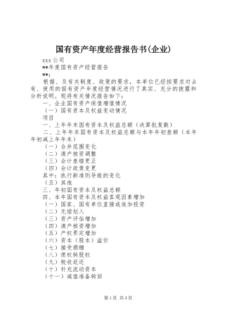 国有资产年度经营报告书(企业)
