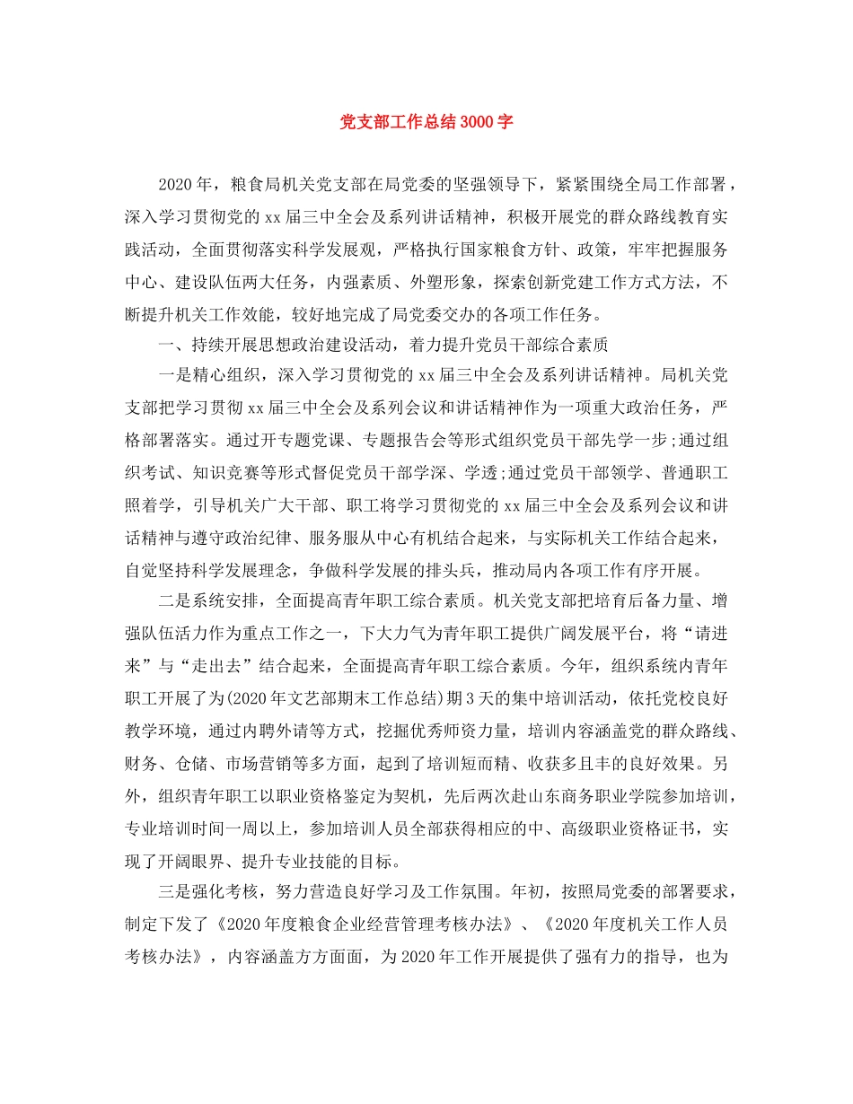 党支部工作总结3000字 _第1页