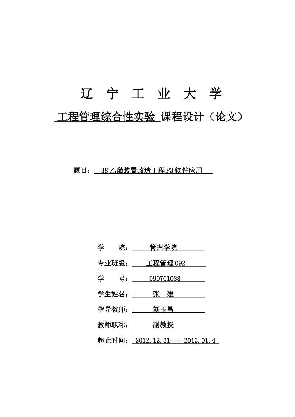 工程管理综合性实验课程设计论文_第1页
