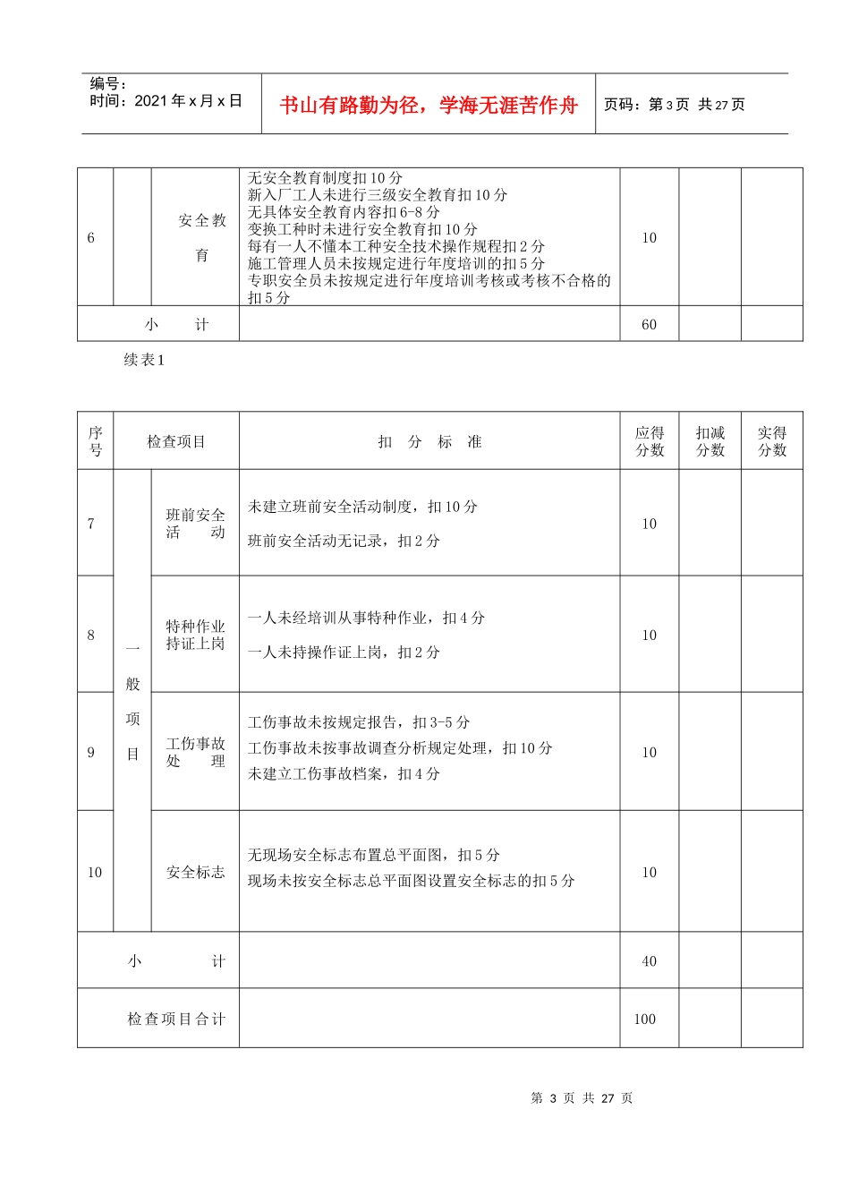 建筑施工安全检查评分表1_第3页