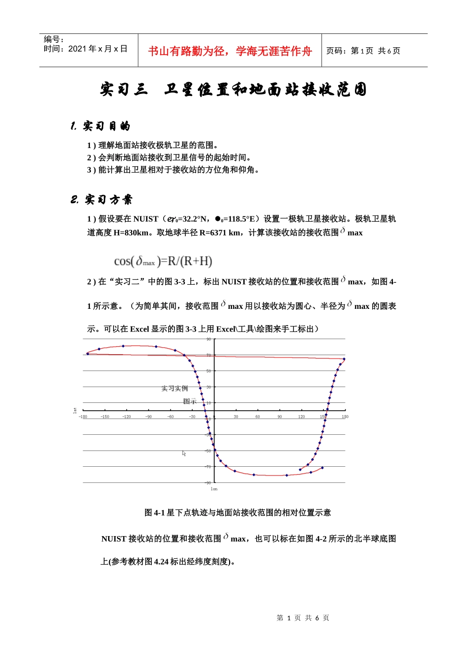 实习报告三卫星位置和地面站接收范围_第1页