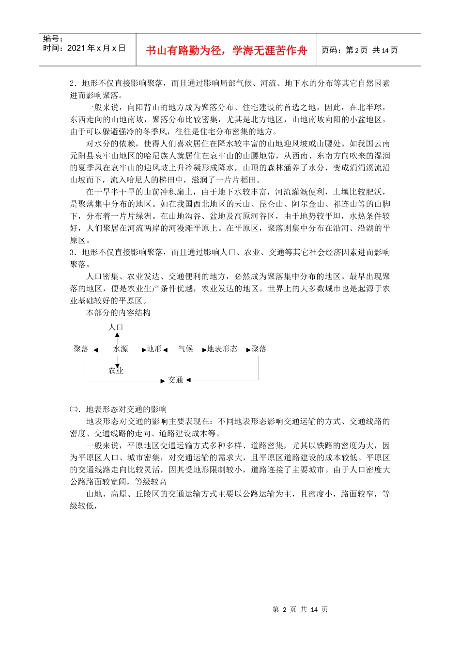 地理教案教学设计地形对聚落、交通的影响_第2页
