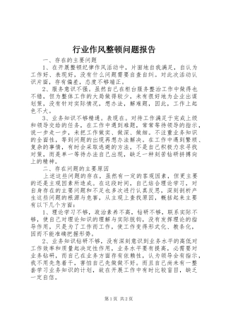 行业作风整顿问题报告