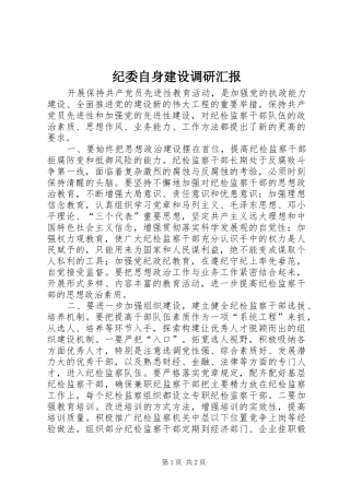 纪委自身建设调研汇报