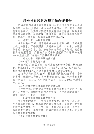 精准扶贫脱贫攻坚工作自评报告