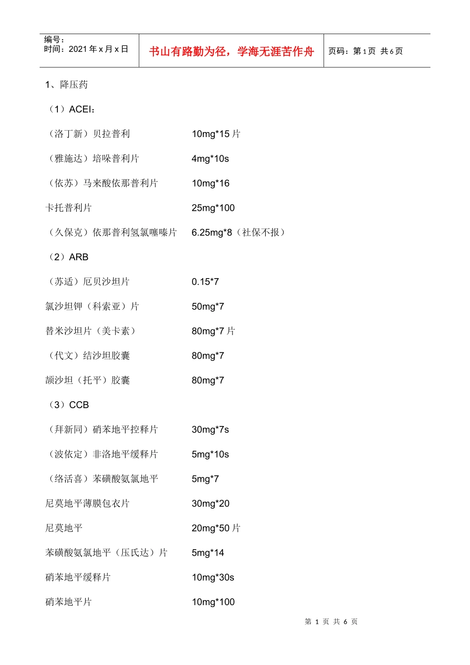 心脏病常用药_第1页