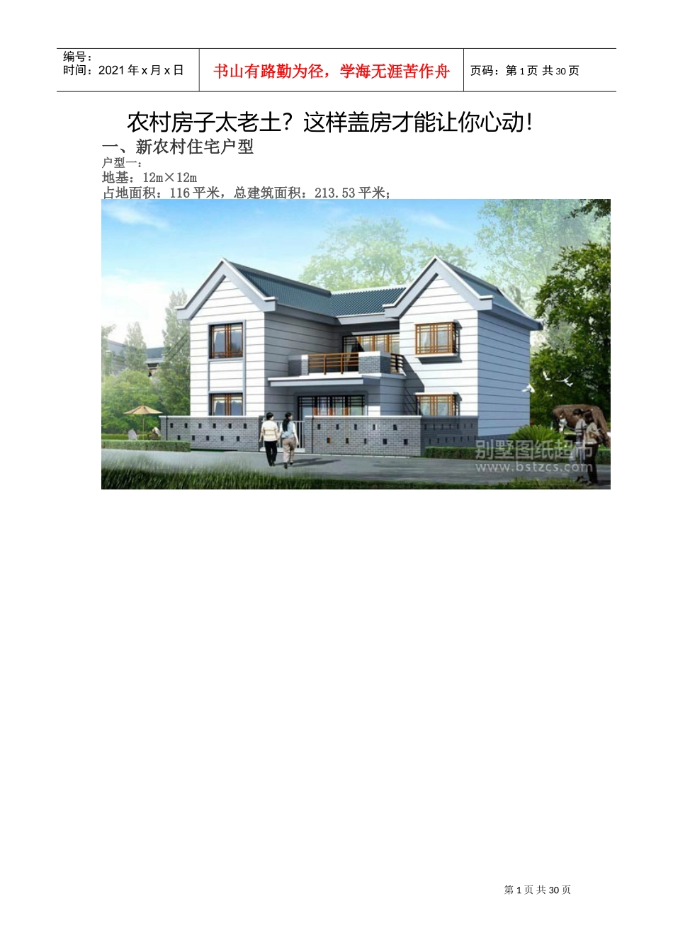 新农村住宅户型效果图平面图(DOC30页)_第1页