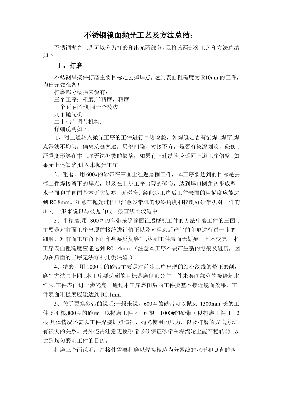 不锈钢镜面抛光工艺及制作工艺总结_第1页