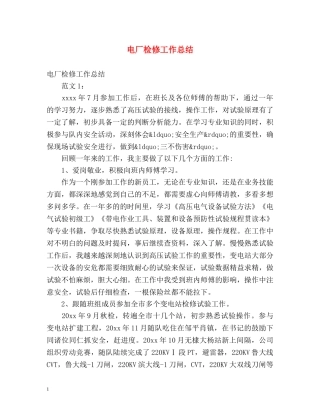 电厂检修工作总结 