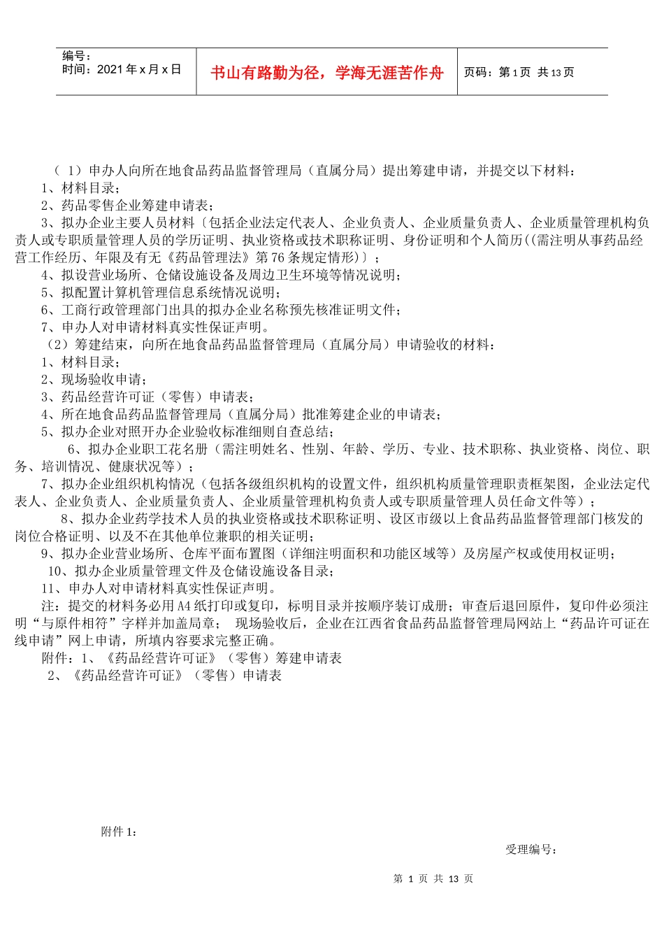 开办零售药店所需材料大全_第1页