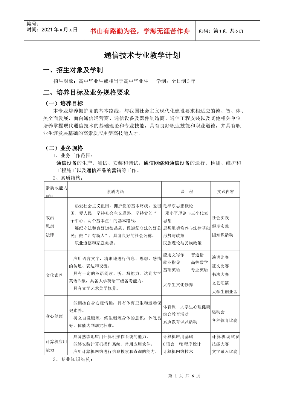 应用电子专业培养方案_第1页