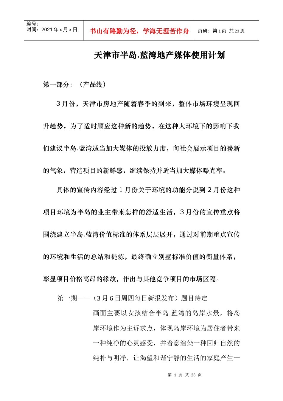 天津市各地产媒体使用计划_第1页