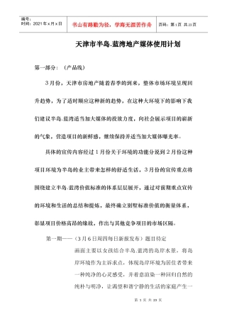 天津市各地产媒体使用计划