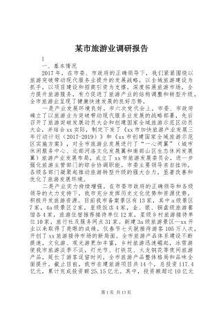 某市旅游业调研报告