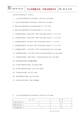 叶面肥、有机肥、生物有机肥、微生物菌剂等肥料产品标准信息汇总