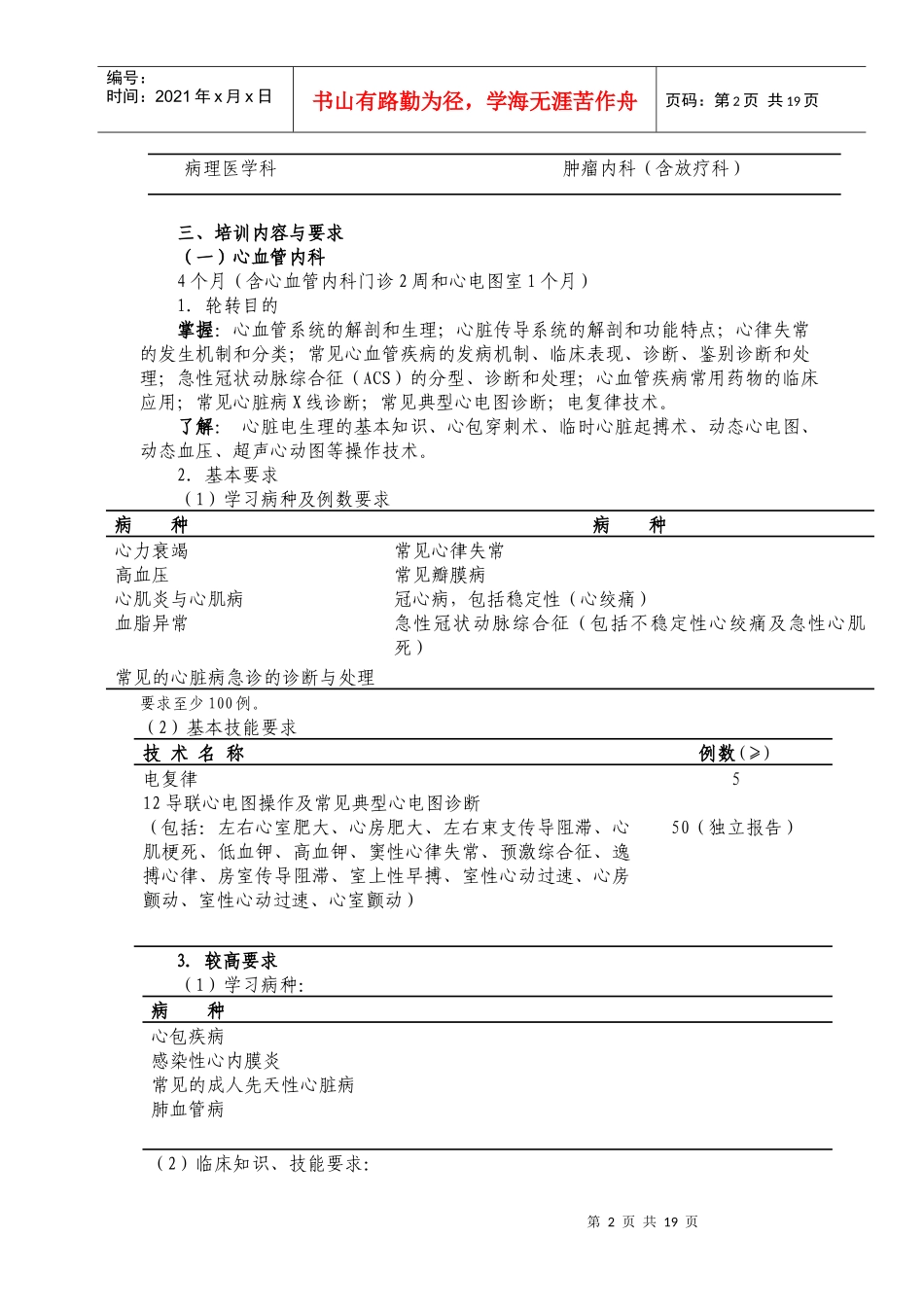 医院内科医师培训标准_第2页