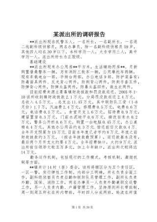 某派出所的调研报告