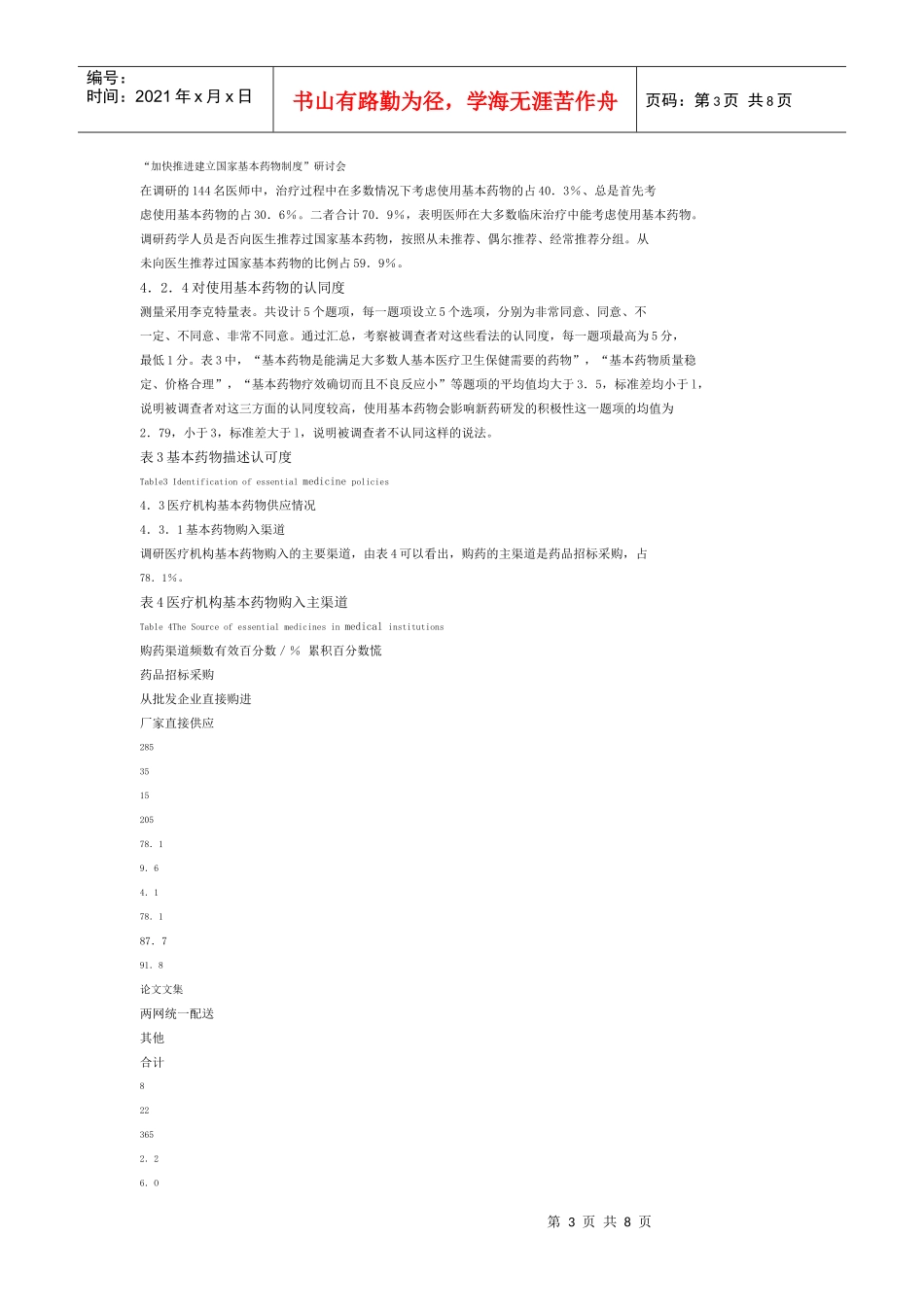 对基本药物认知及临床应用情况的调查研究_第3页