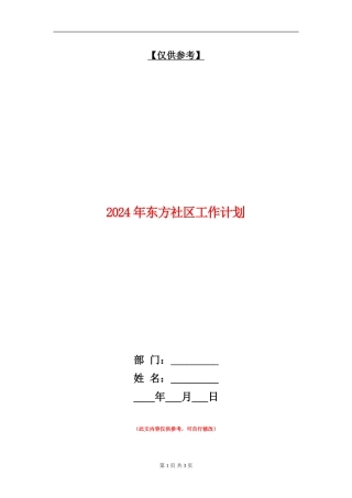 2024年东方社区工作计划