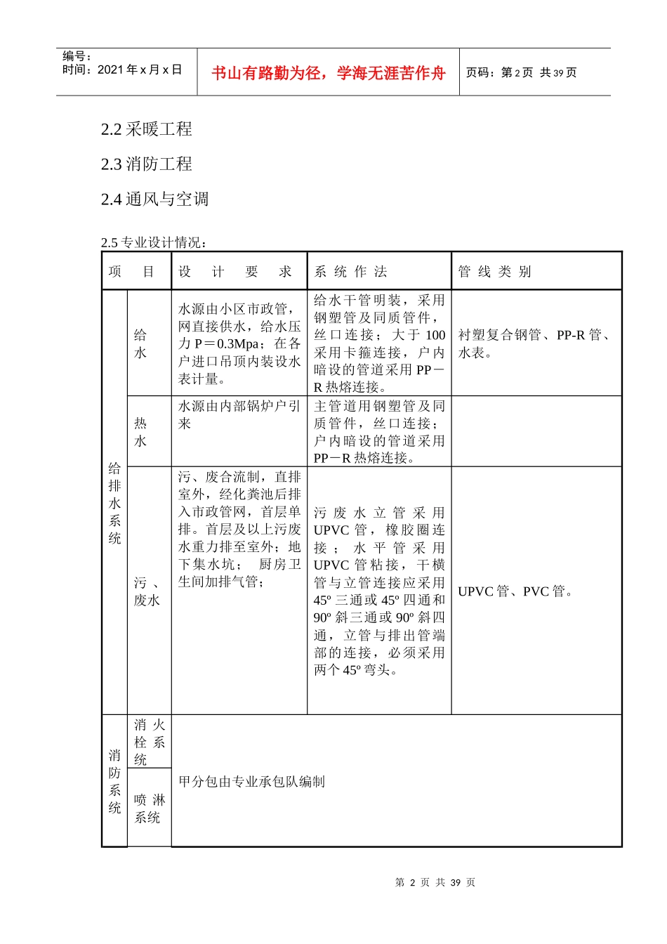 工程给排水、暖通施工方案_第2页