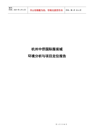 国际服装城环境分析与项目定位报告