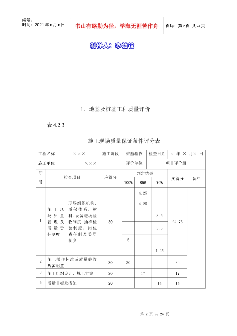 建筑工程创杯施工质量评分样张_第2页
